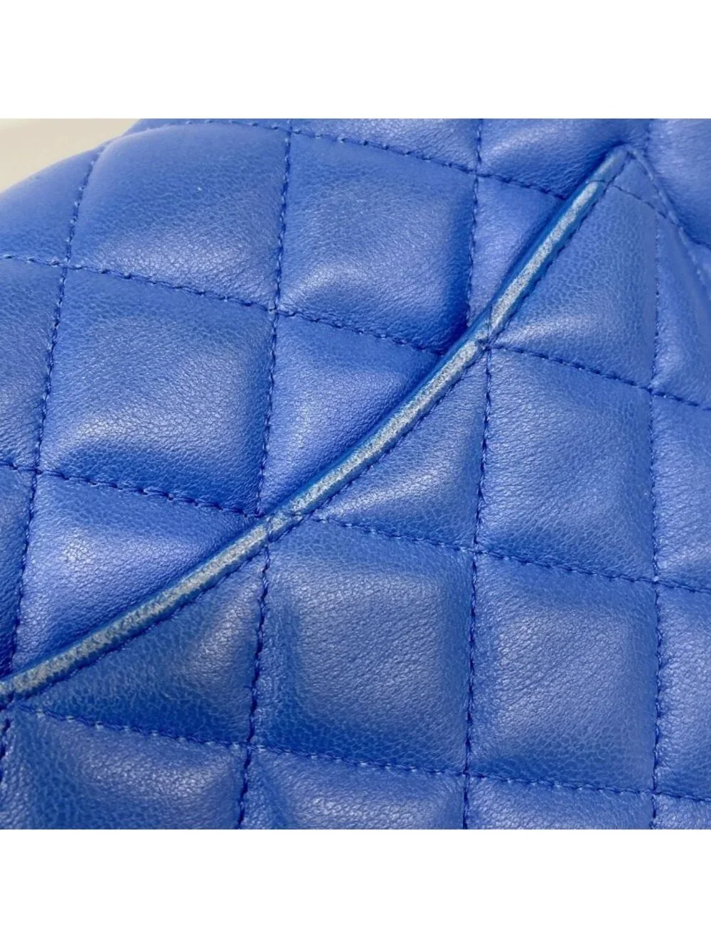 Chanel Shoulder Bag Mini Quilted Lambskin Blue Gold